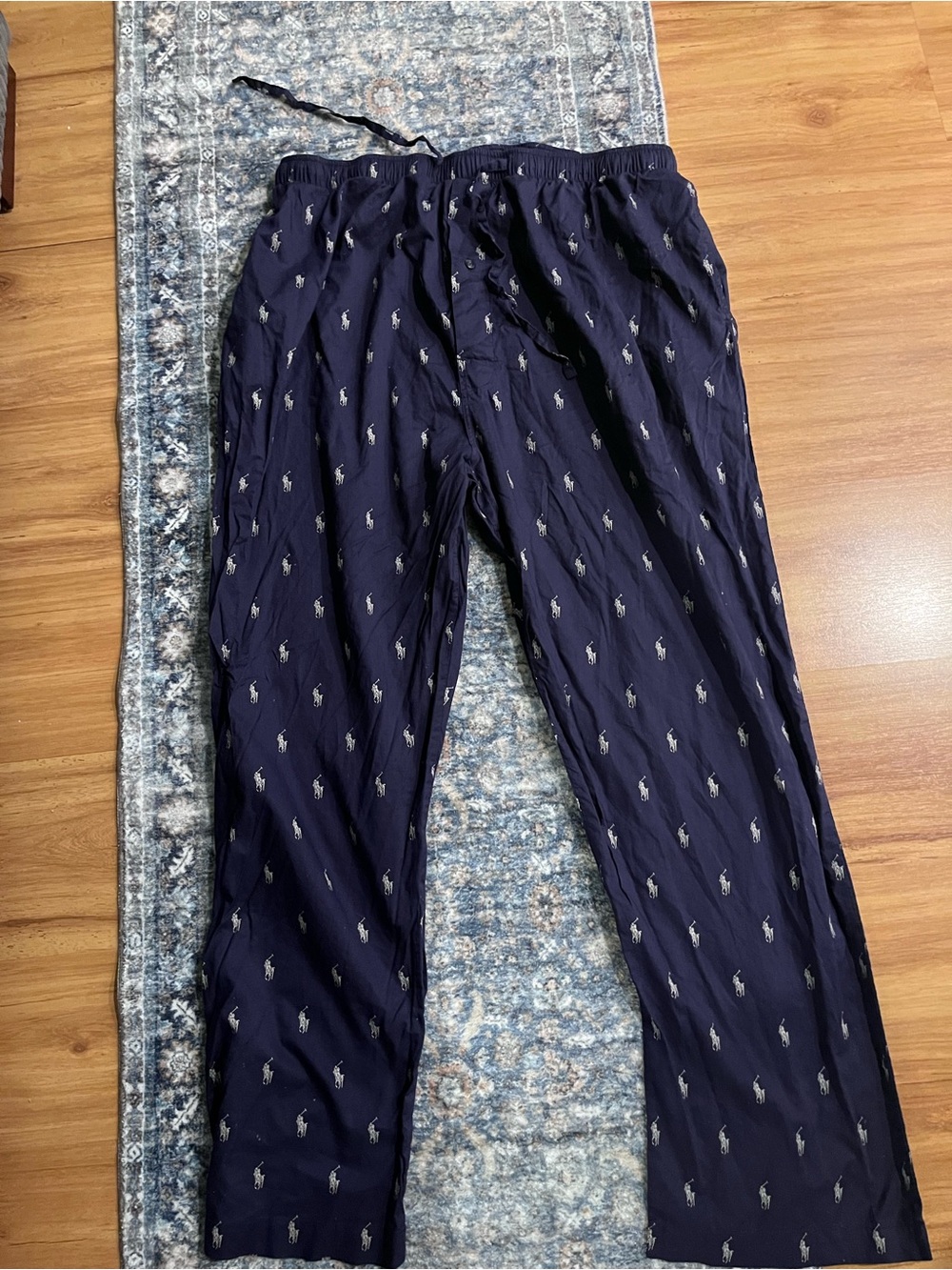 Polo by Ralph Lauren Navy Jogger Pajama Pants with Allover Polo Player Print